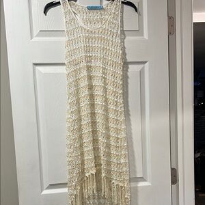 Elegant Cream Sleeveless bathing suit cover up dress
